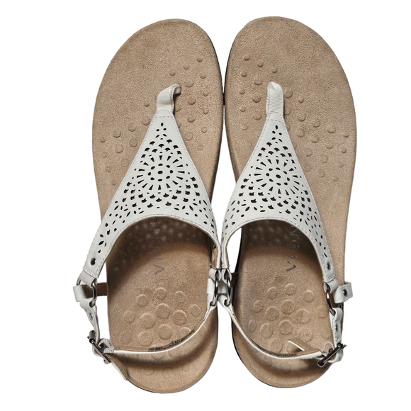 Vionic Rest Kirra Sandals White Perforated Leather Thong Slingback - Picture 7 of 11